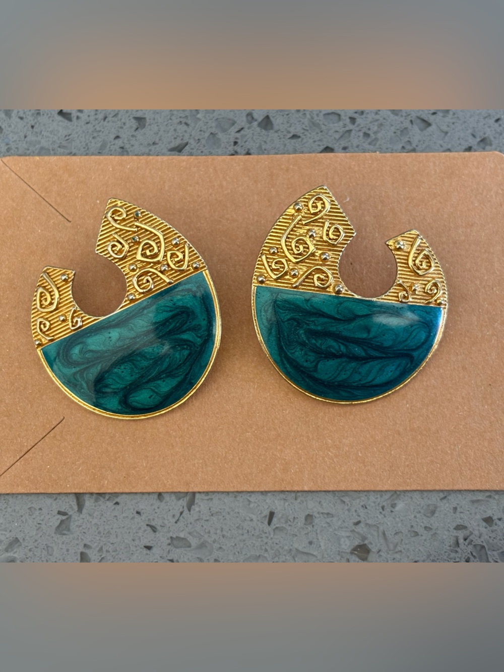 Vintage Berebi 80’s Gold tone and enamel earrings